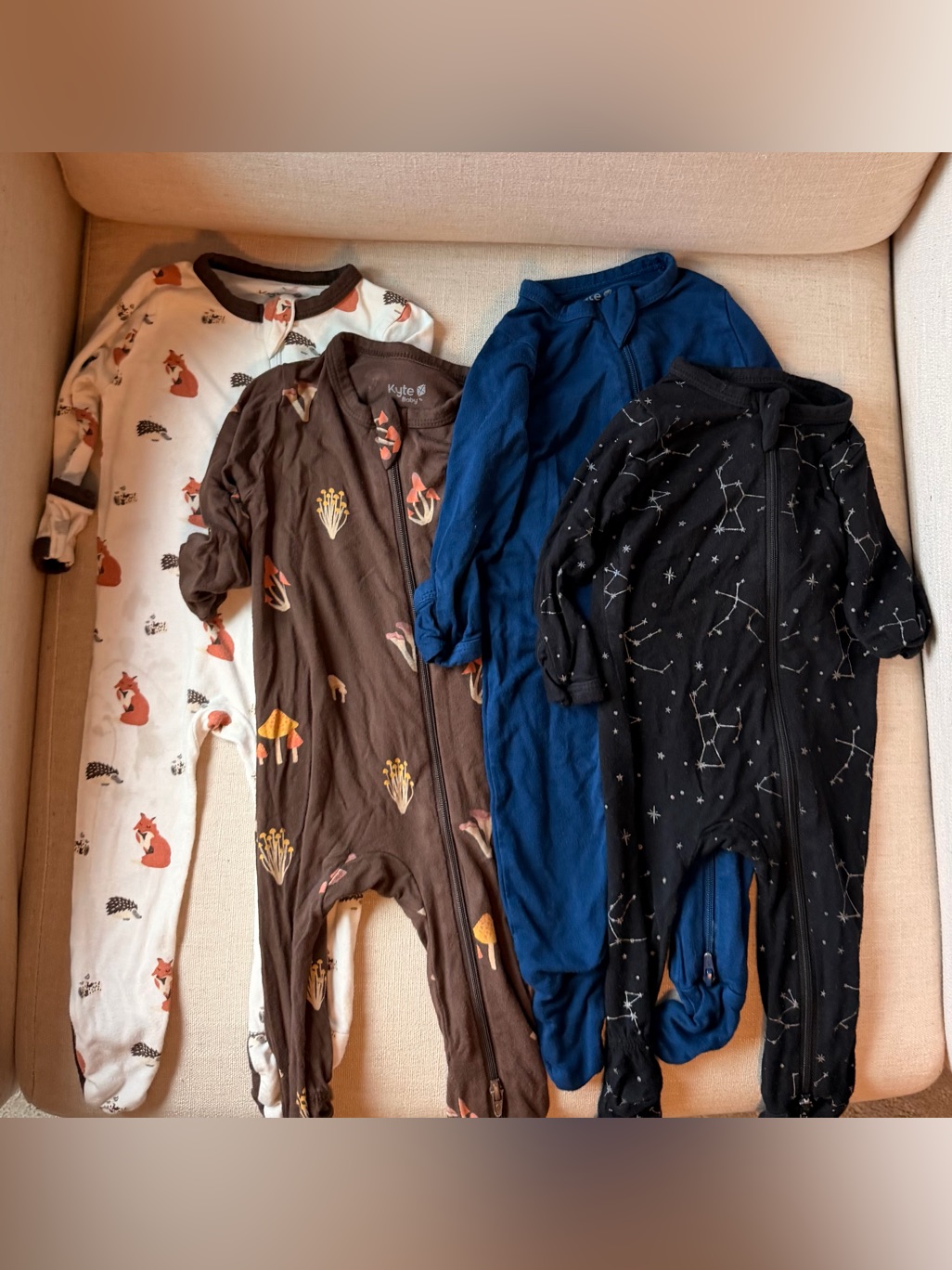 Bundle Of 4 Kyte Baby Zipper Footies 0-3 Months